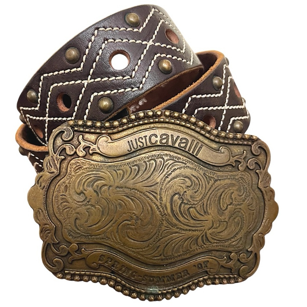 Just Cavalli SS07 Archive Western Studded Leather Belt Made in Italy - Picture 15 of 15
